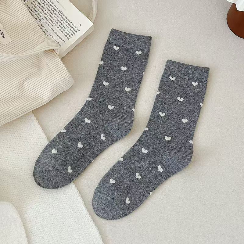 2025 nuevos calcetines de primavera y otoño retro punto de onda pequeño amor de color sólido calcetines simples versátiles calcetines de mujer image 8