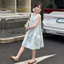 女童连衣裙夏季2026新款洋气女孩背心裙子儿童夏装无袖公主裙