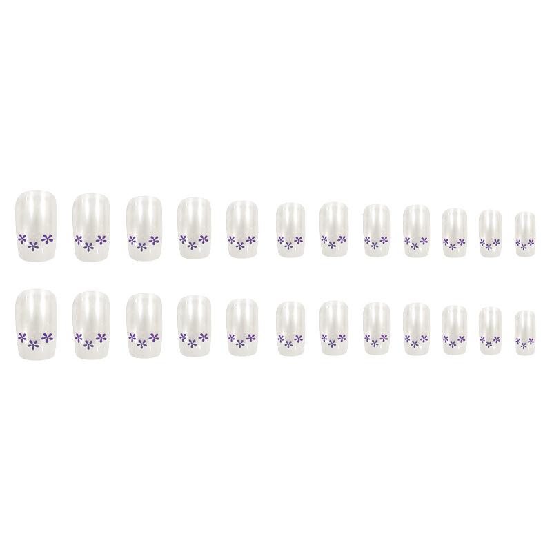 Fresco rosa blanco parche de manicura de moda flor púrpura decorado exquisito desgaste de uñas de venta caliente transfronteriza dulce ambiente manicura