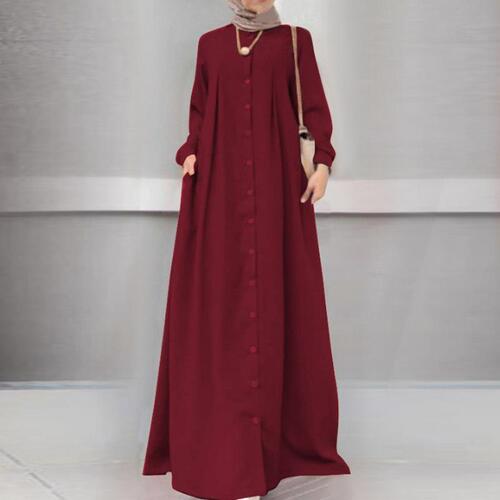 Malaysian ethnic style Saudi single-breasted robe loose Dubai robe women's Dubai robe dresses