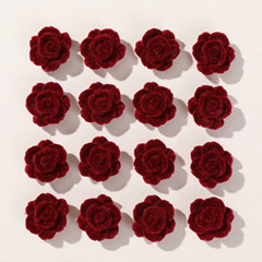 高級感氣質名媛橫孔植絨酒紅山茶花diy頭飾髮飾耳飾耳環材料批發