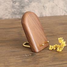 现货新款胡桃创意桌面简约便携支架手机座实木礼品黑胡桃木质跨境