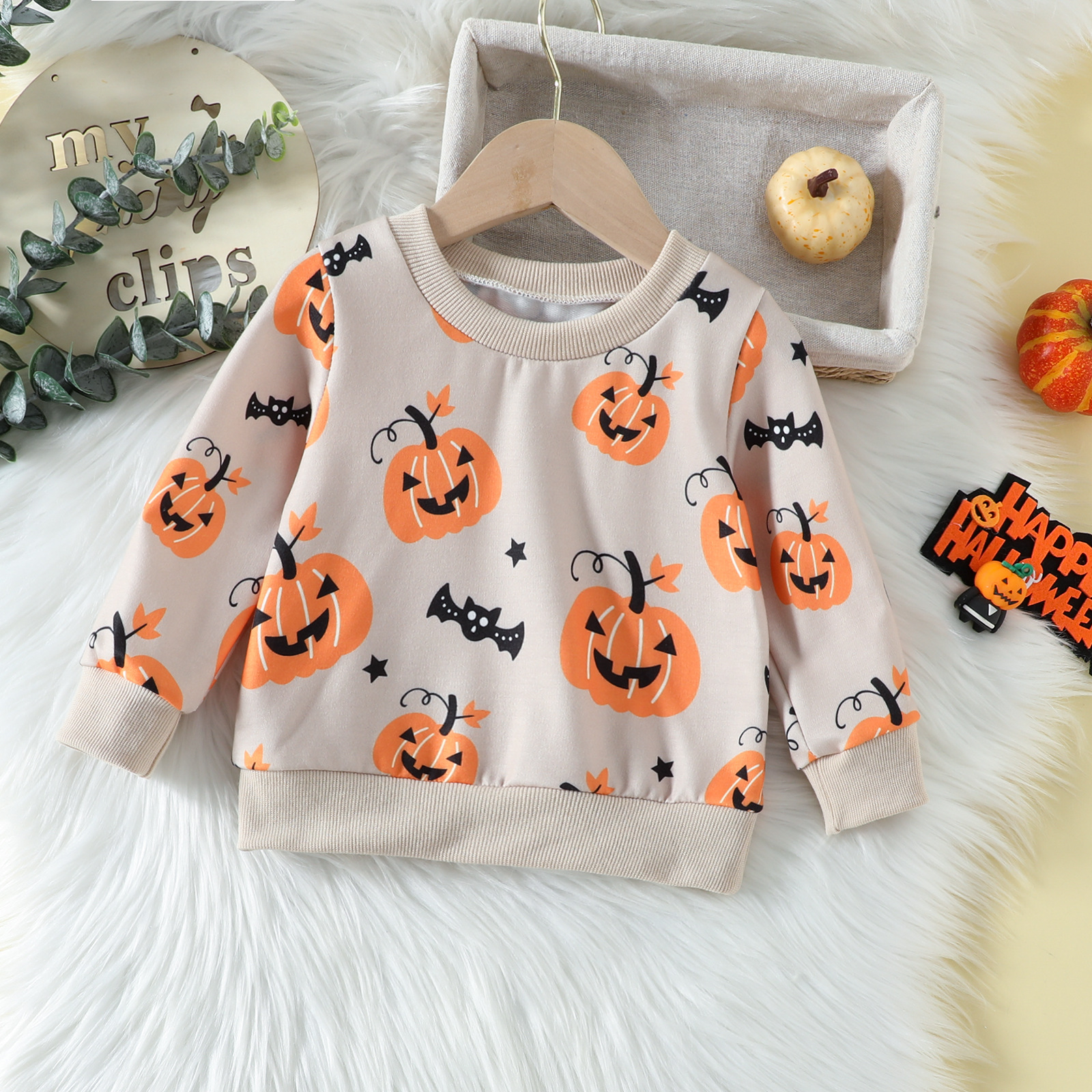 Halloween Fashion Pumpkin Cotton Girls Clothing Setspicture5