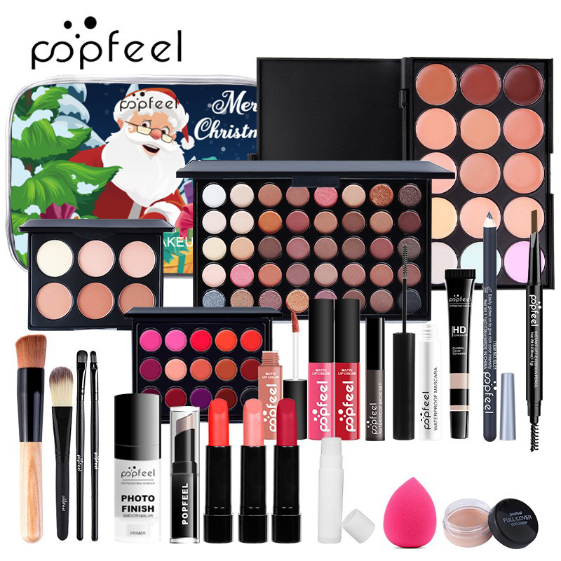 Set de Cosméticos Navideños POPFEEL, Maquillaje para Niñas, Actuación Navideña, Éxito de Ventas Transfronterizo, Sombras de Ojos Coloridas