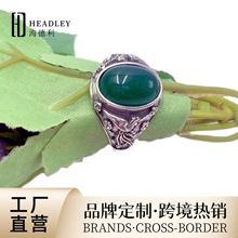 海德利爆款镶嵌椭圆蛋形凤凰展翅文艺复古风戒托不掉色开口可调节