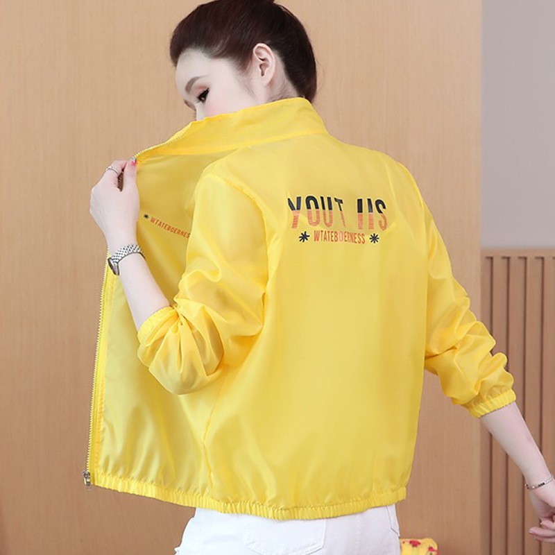 2026 Spring/Summer New Solid Color Printed Age-Reducing Korean Style Jacket, Loose Fit, Plus Size, Thin, Slimming, Stand Collar, Sun Protection Shirt