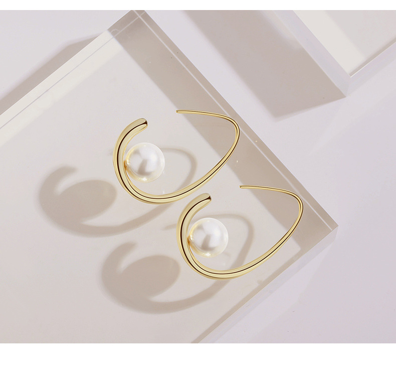 1 Pair Simple Style Water Droplets Copper Plating Inlay Pearl Gold Plated Earrings display picture 4