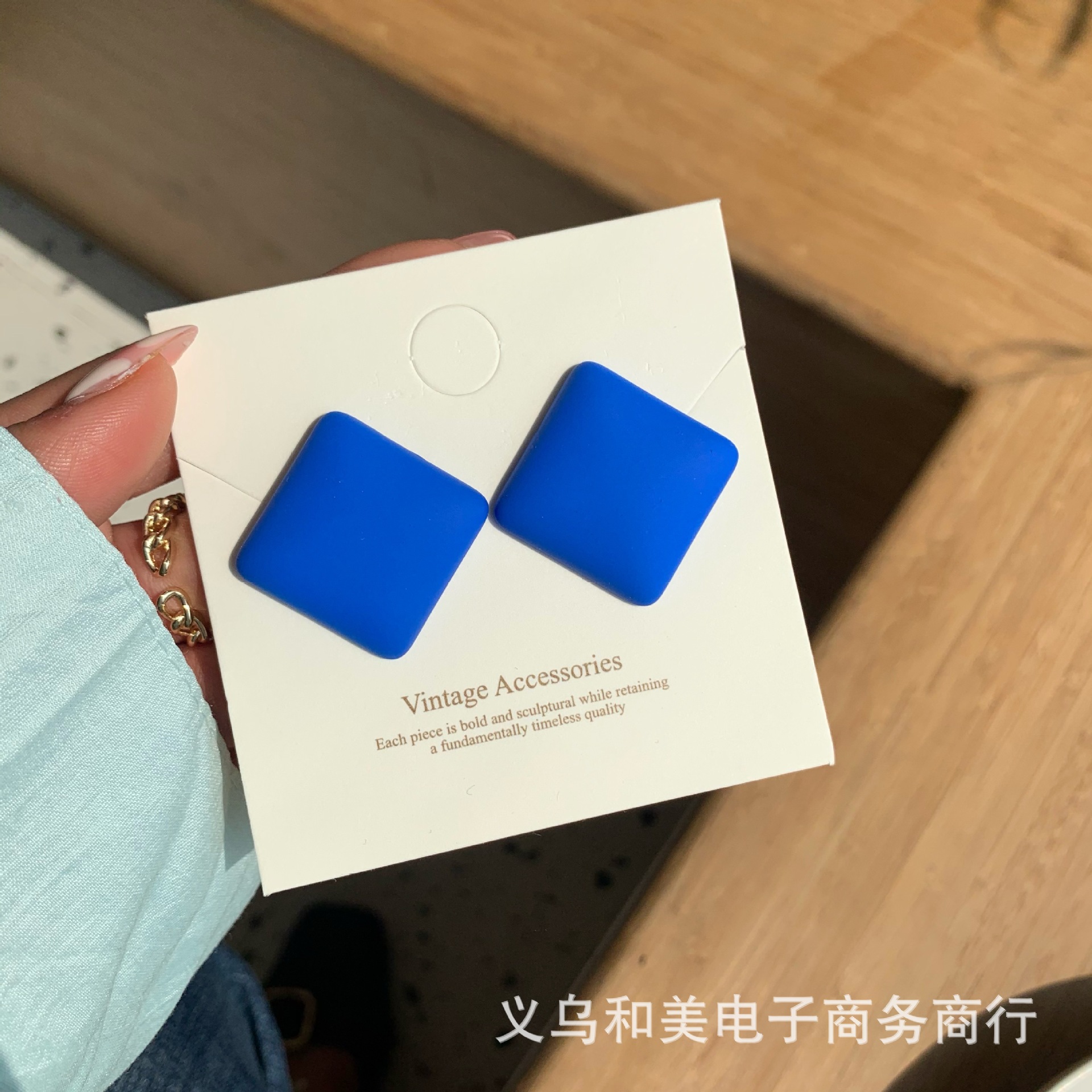 Korean Style 2021 New Fashionable Summer Colorful Geometric Square Earrings Earrings Internet Popular ins Fashionable Bright Color Earrings