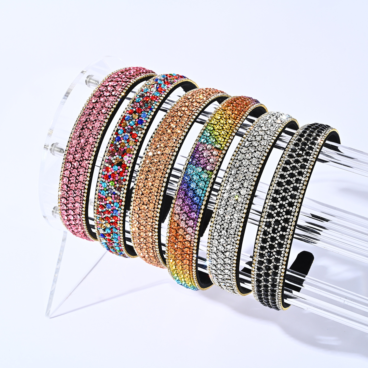 2022新款時尚鑲鑽寬邊發箍女潮流歐美跨境鏈條水鑽頭箍防滑髮飾品