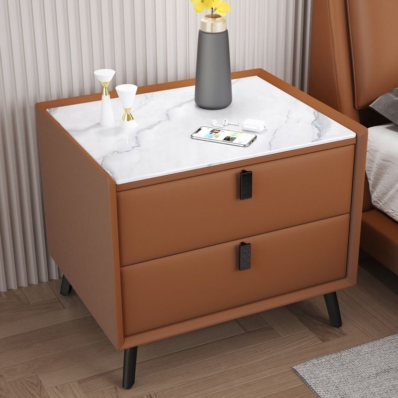 zsr岩板全實木床頭櫃現代簡約輕奢床邊櫃臥室高級感小型床頭收納