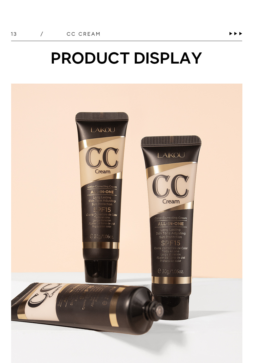 Cross-border LAIKOU Laikou cc Cream 30g (Color Box) Covering Blemishes, contouring without smudging, Moisturizing makeup manufacturer undefined