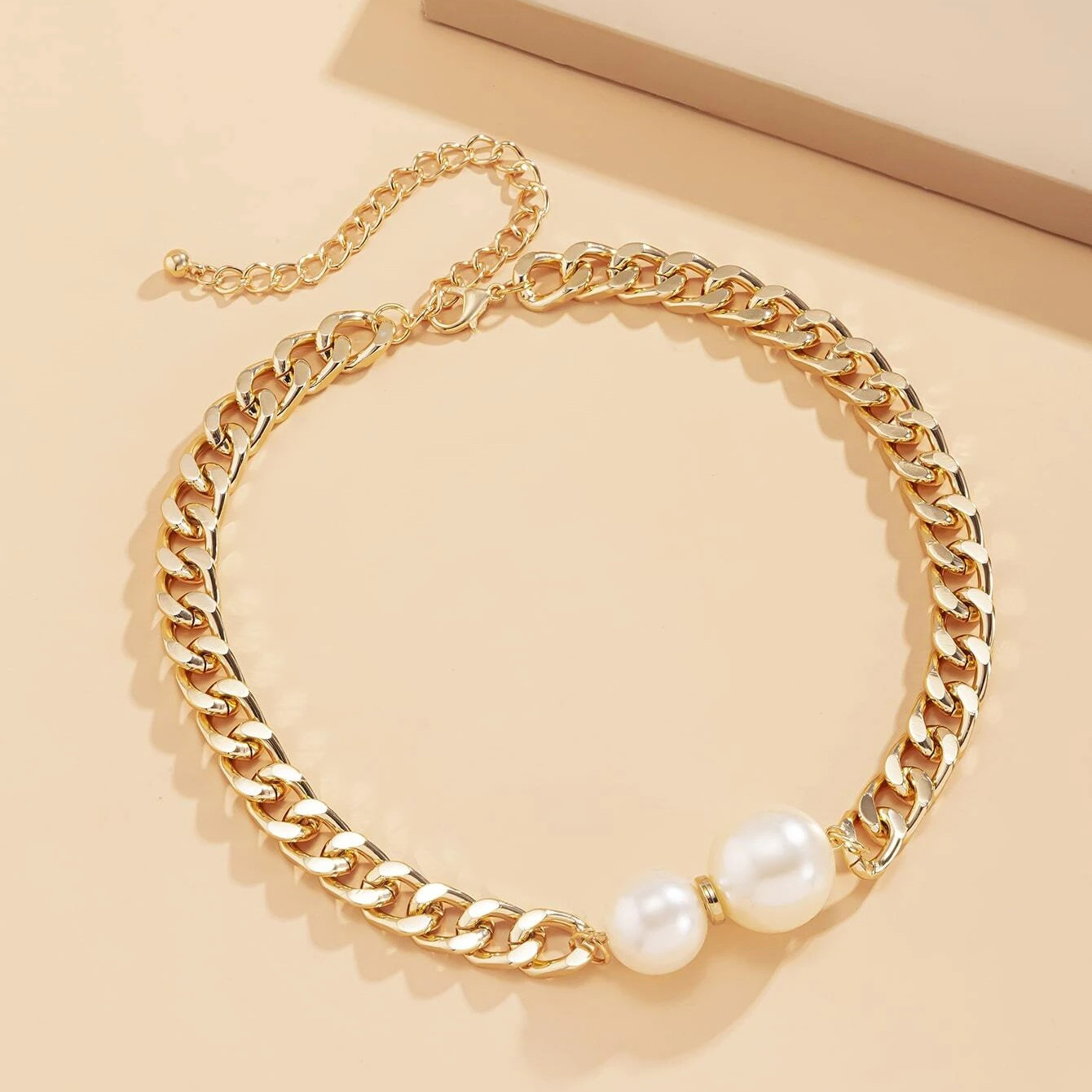 Geometric Pattern IG Style Geometric Imitation Pearl Alloy Wholesale Necklace