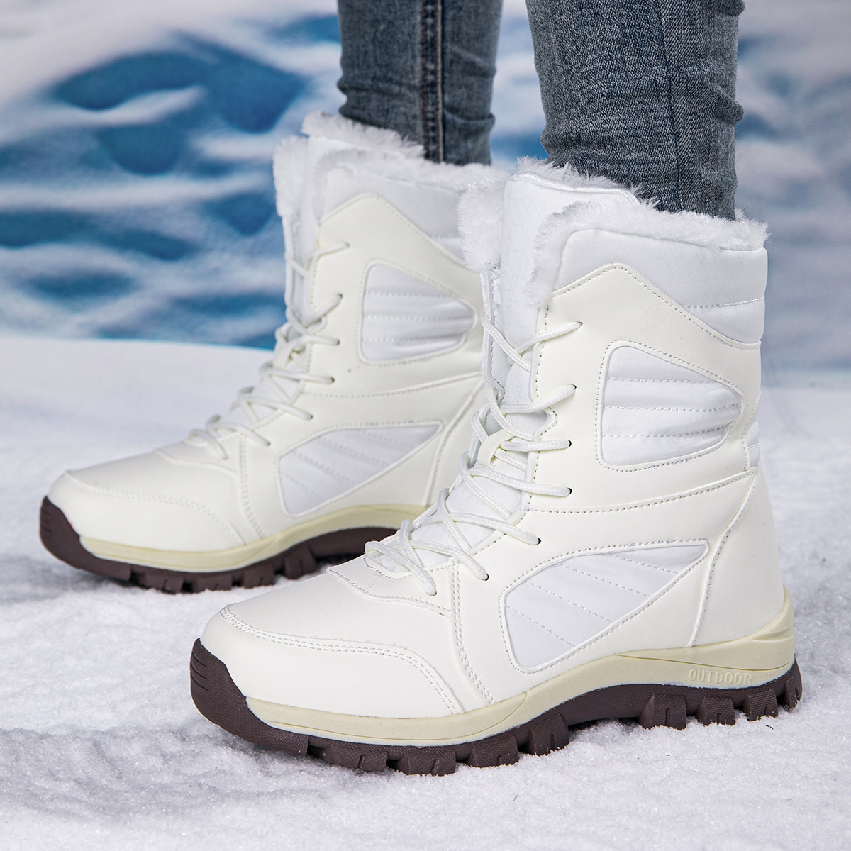 Botas de algodón de invierno para mujeres al aire libre más vello grueso calentamiento botas de nieve de comercio exterior zapatos de mujer de tamaño grande image 27