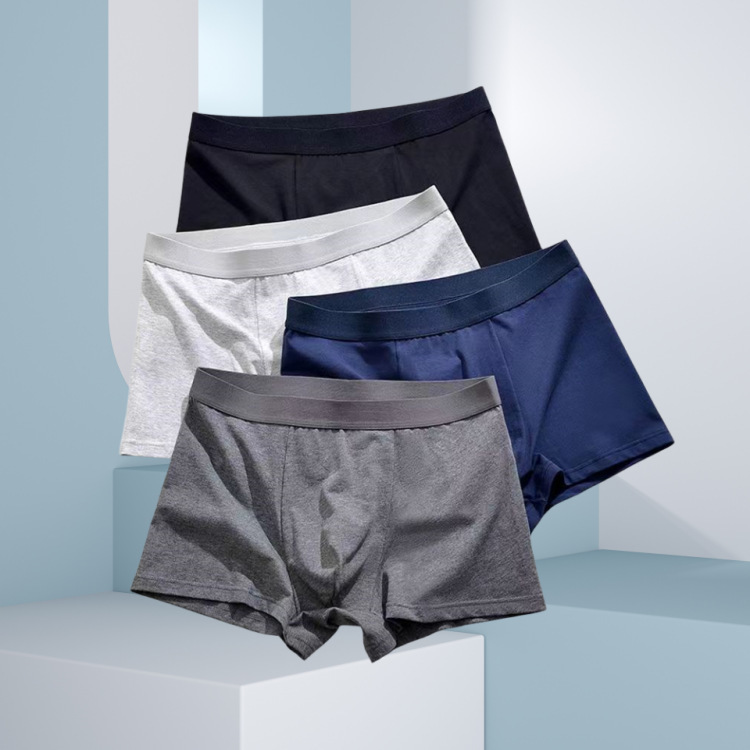 Men's Underwear Four-Corner Pure Cotton Knitted Autumn Trendy Yang Area Breathable Antibacterial Mid-Waist Boys' Underwear Shorts Wholesale