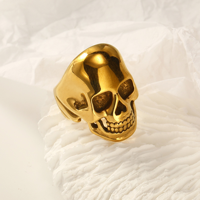 Lady Skull Titanium Steel Plating Rings display picture 1