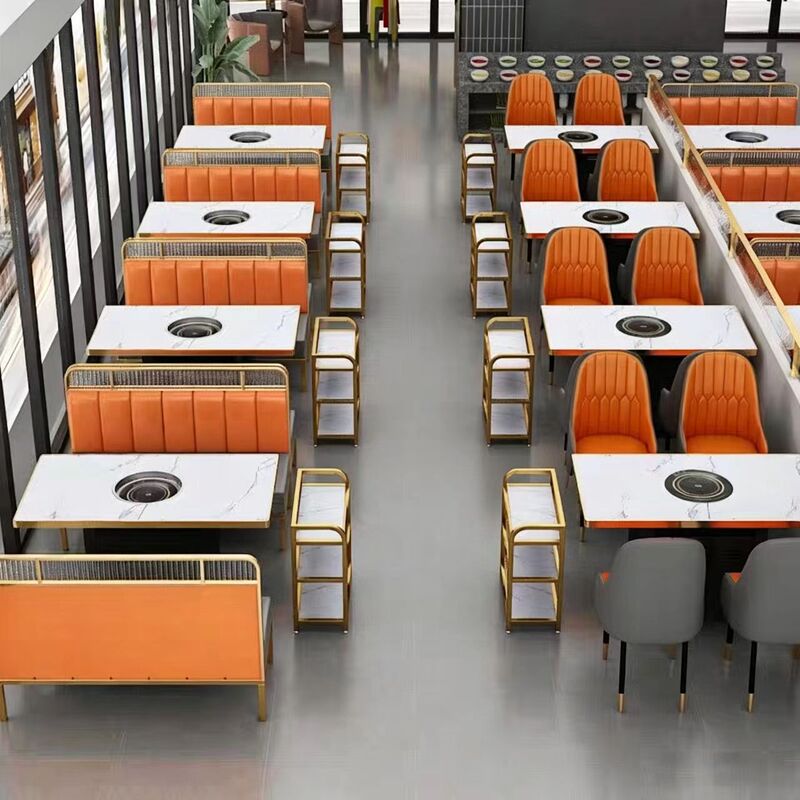 Industrial-style booth seating, suitable for hot pot restaurants and barbecue restaurants, with integrated induction cooktops, ideal for large-scale catering and offering excellent value for money Industrial-style booth seating, suitable for hot pot restaurants and barbecue restaurants, with integrated induction cooktops, ideal for large-scale catering and offering excellent value for money