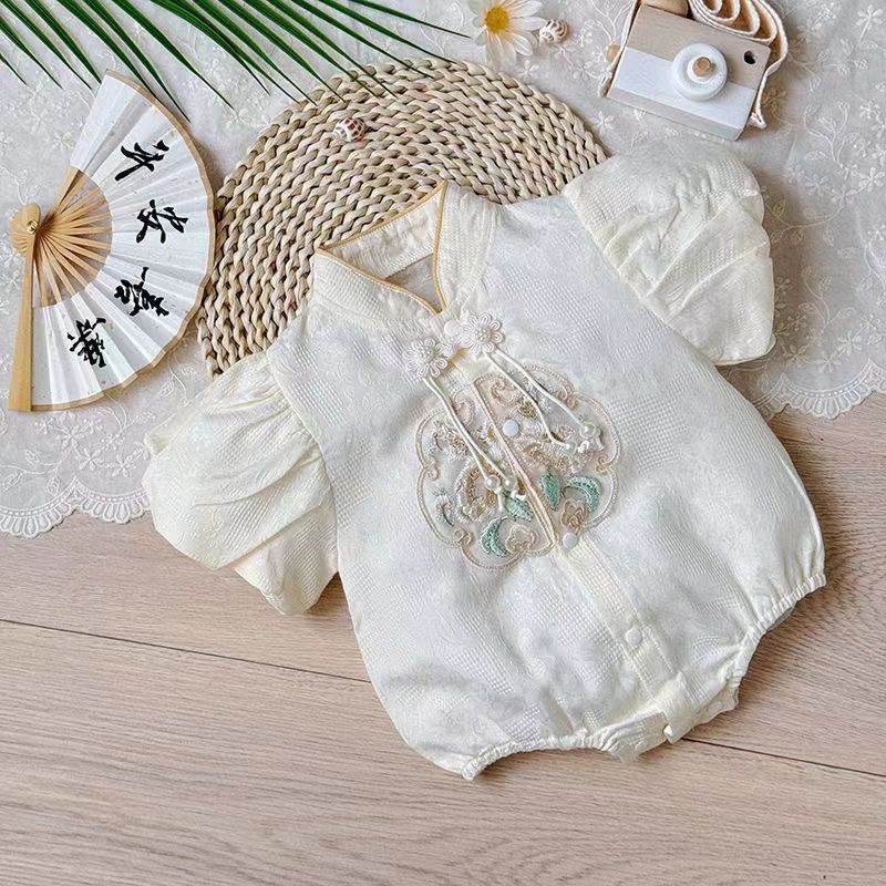 패션 세련된 중국 스타일 반팔 바디 옷  소녀 여름 옷 청삼 학카 중국 스타일 의상