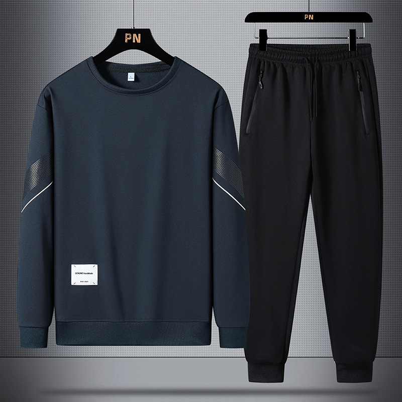 Conjunto deportivo informal para hombre, novedad de primavera y otoño 2024, ropa con cuello redondo, conjunto de sudaderas atractivo, ropa para hombre con forro polar