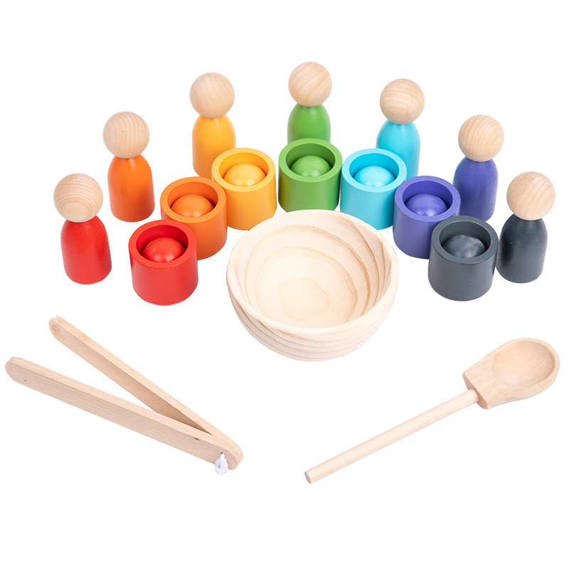 Mont 's educativo para bebés abrazadera de bola abrazadera de cuentas juguetes de emparejamiento de color niños educación temprana cognitiva taza de clasificación de color