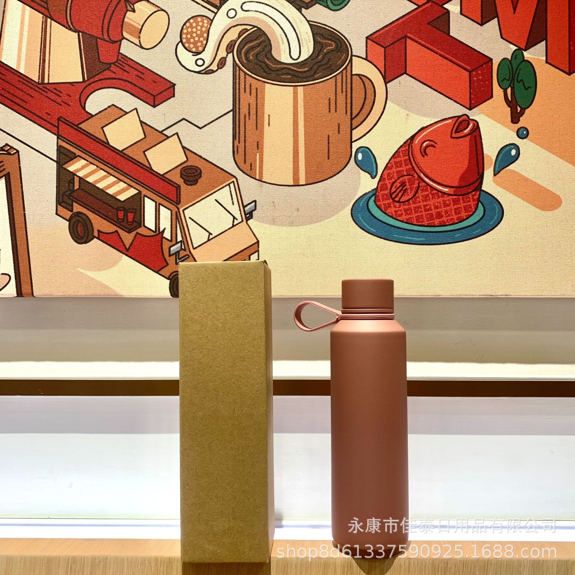 2024 nuevo en stock americano boca pequeña taza de vacío portátil mango de silicona pintura de goma taza de agua taza de vacío de acero inoxidable