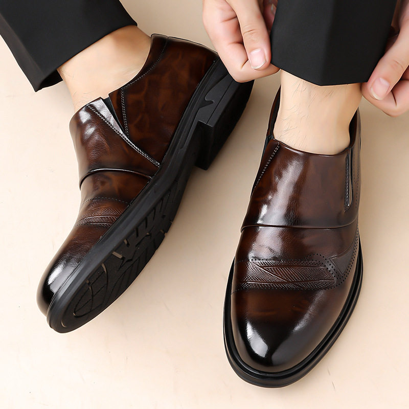 Giày da nam derby mũi nhọn đế mềm chống trượt, giày công sở đi làm và dự tiệc — màu nâu, đen