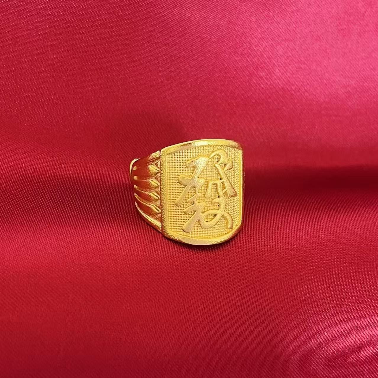 黄銅の金メッキの福の金儲けの指輪の男性の多種類の車の花は宝の蛇口の関公の戒子の金メッキの指輪を招きます。