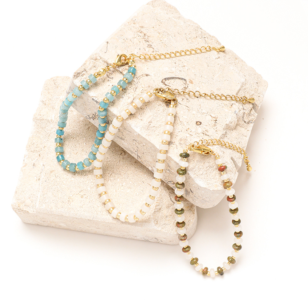 5g Weight Bracelets Classification 1 Piece Quantity Casual, Daily Occasion Stainless Steel, natural stone Material Color Block Pattern Women's Gender Vintage Style Style Vintage Style Color Block Stainless Steel Natural Stone Bracelets In Bulk 2