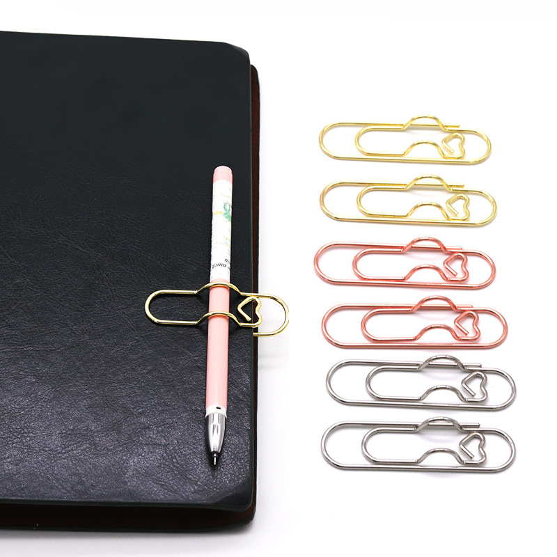 厂家金属爱心笔夹创意金色笔插配件批发包邮便携式铅笔固定笔扣夹