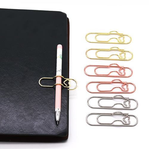 Manufacturer metal love pen clip creative gold pen plug accessories wholesale portable pencil fixed pen buckle clip