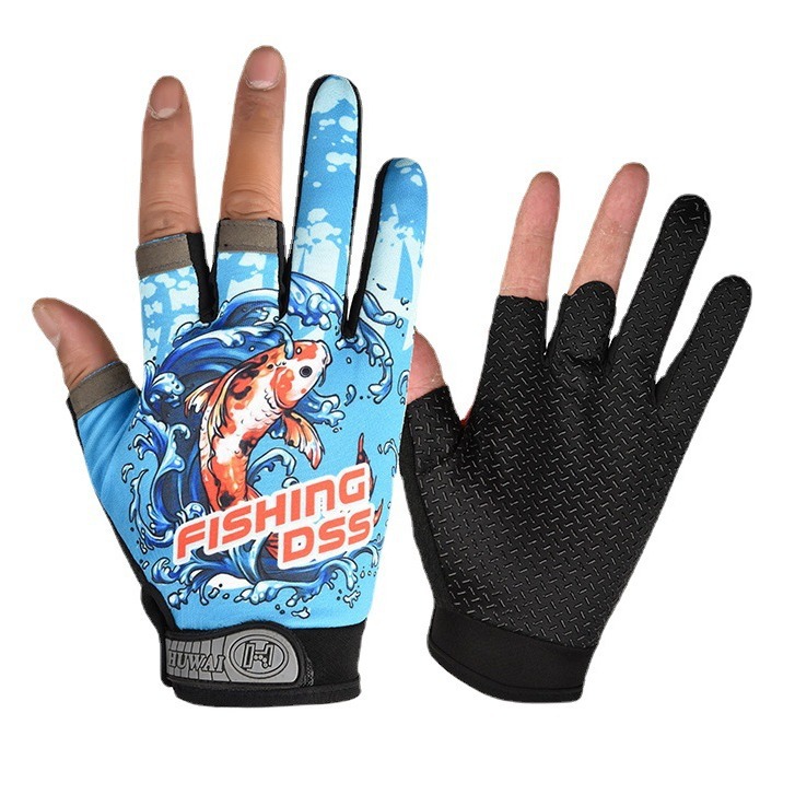 Guantes de pesca fugas de tres dedos Road Yafei pesca anti-mar pesca con dedos expuestos Express guantes de escritura transpirable antideslizante