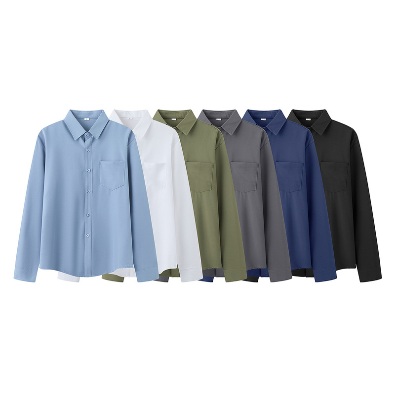 Spring and Summer Shirts Long-Sleeved Men's White Shirts Loose and Versatile Youth Shirts Thin Men's Shirts