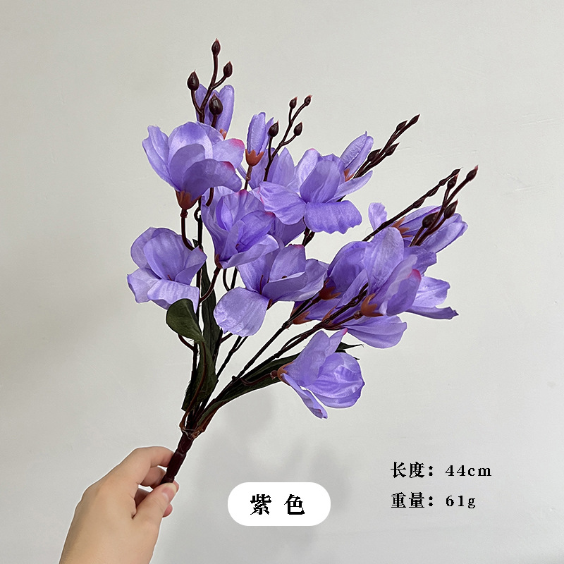 Simulación de magnolia única 5 horquilla 20 orquídeas decoración del hogar adornos de plástico flores falsas props de disparo al por mayor