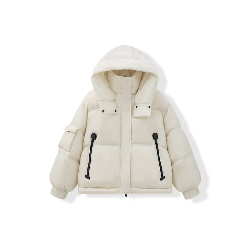 2025 invierno nuevo estilo chaqueta de plumón con capucha cuello alto traje de pan chaqueta de plumón de pato blanco corto nuevo estilo de moda image 6