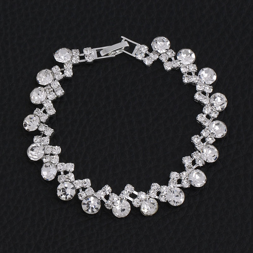 European and American jewelry wedding accessories two-piece set bridal silver-plated claw chain rhinestone set necklace earrings bracelet N5664