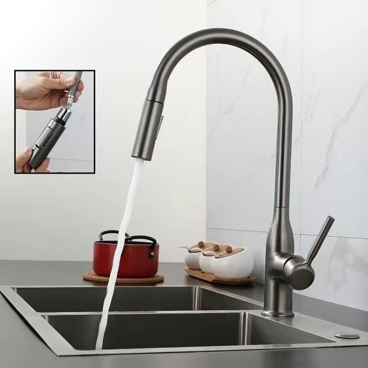 Grifo extraíble de latón, grifo extraíble para cocina doméstica, sin plomo, adecuado para fregadero y lavabo, grifo de cocina.