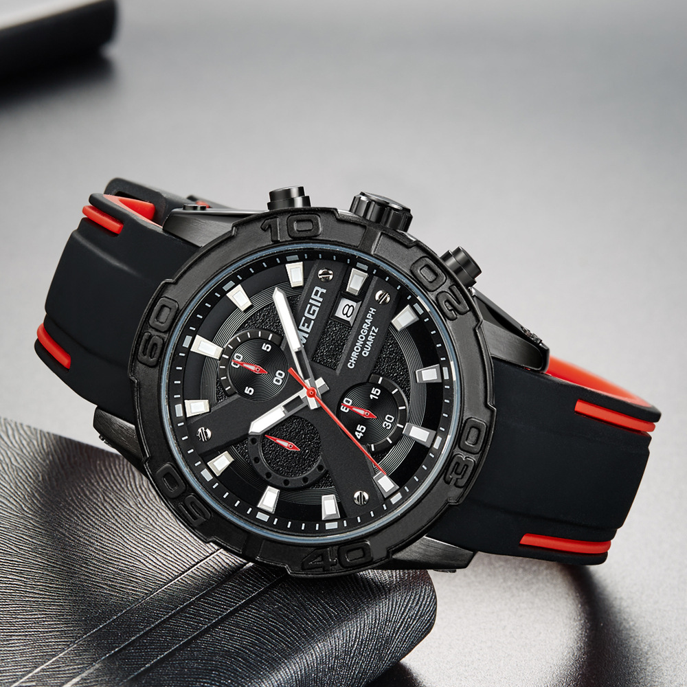 MEGIR transfronteriza caliente correa de silicona reloj real Ojo de los hombres calendario luminoso reloj al por mayor impermeable reloj de cuarzo