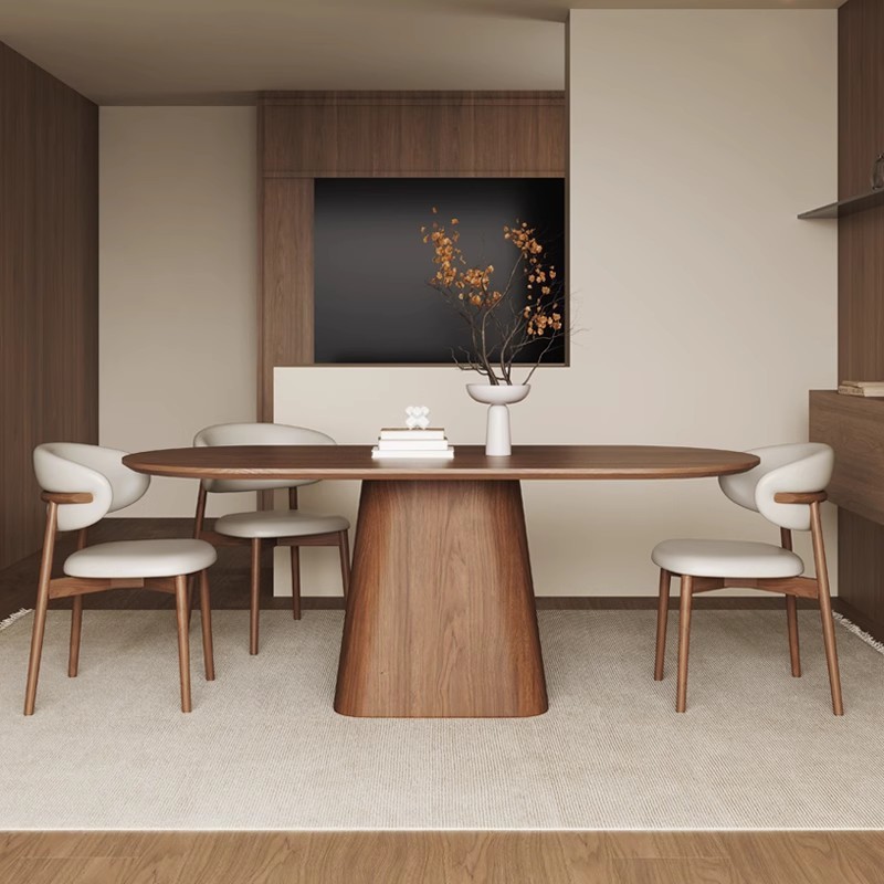 Retro Simple Solid Wood Dining Table Oval-Shaped Household Small Apartment Dining Table Antique Style Dining Table and Chairs Set with a High-End Feel Retro Simple Solid Wood Dining Table Oval-Shaped Household Small Apartment Dining Table Antique Style Dining Table and Chairs Set with a High-End Feel
