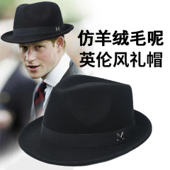 秋冬新款仿羊绒毛呢爵士帽欧美百搭英伦风爵士帽加厚防风保暖帽子