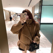 棕色立领妮子大衣女2025秋冬季新款小个子加厚短款毛呢外套高级感