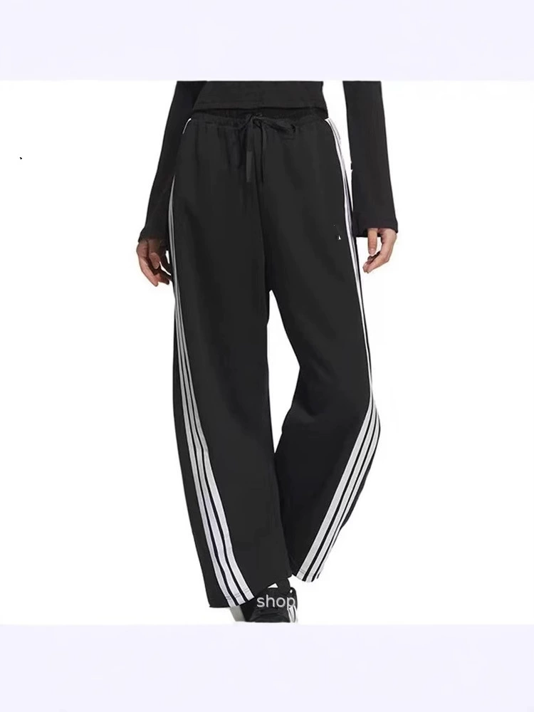 Модные спортивные осенние брюки для отдыха, высокая талия, oversize