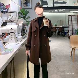 杭州呢大衣女中长款韩版2026新款秋冬小个子流行咖色加厚毛呢外套