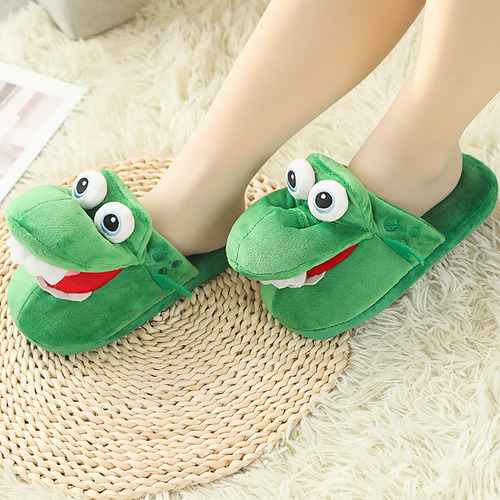 The same style of crocodile slippers that can open its mouth, plush toy animal slippers, dancing spoof dinosaur cotton shoes sand sculpture