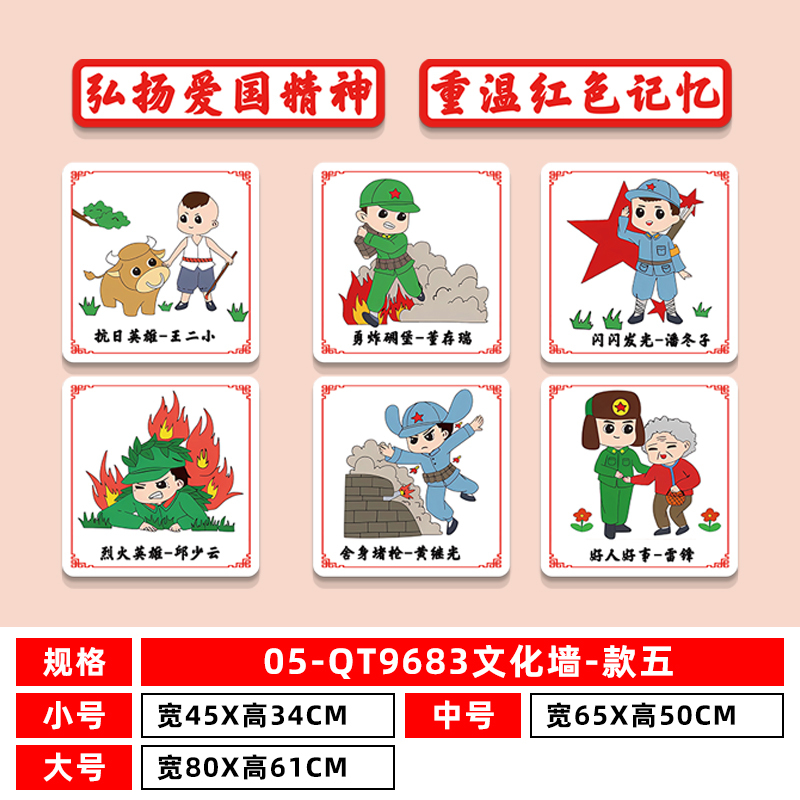幼儿园环创国庆红色故事文化主题墙贴成品抗战英雄爱国教育黑板报|undefined