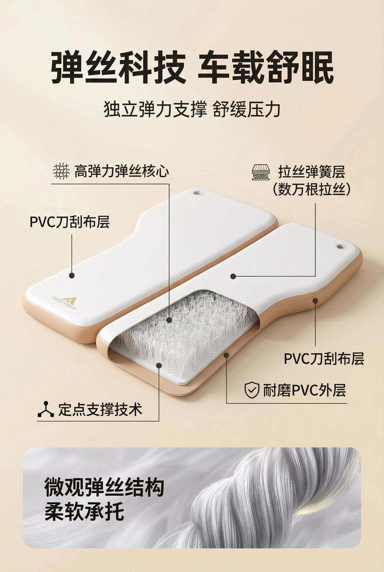 Split-Type Car Inflatable Bed Anti-Bump Mattress for Car Back Seat, Outdoor Self-Driving Travel and Camping Dual-Use Mattress