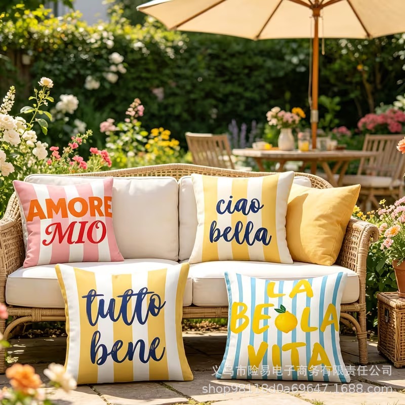 Transfronterizo para 4 piezas de verano italiano rayas funda de almohada mágica funda de almohada en el hogar al por mayor un agente de cabello image 3