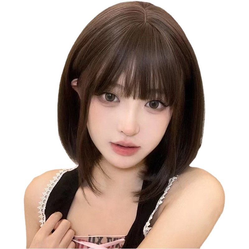 High-Quality Layered Collarbone-Length Age-Reducing Wig, New Style for Everyday Wear, Short Hair That Enhances Facial Features, Natural Straight Hair, Popular on Social Media, Winter Season