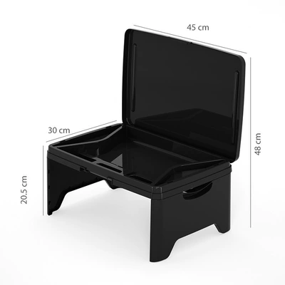 Anti-spill Car Small Table, Portable Car Foldableing Dining Table, Easy to Store Co-pilot, Front and Rear Dining Workbench (Car table board) - black