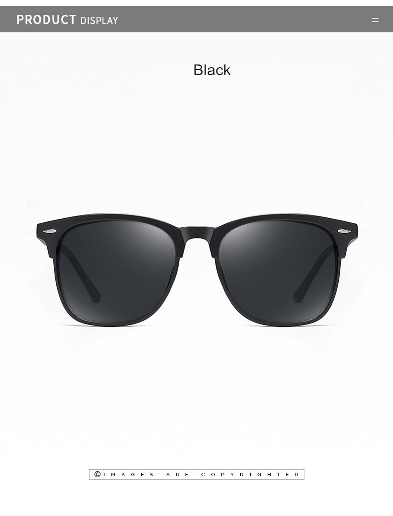 أسلوب بسيط اللون الصامد تاك مربع اطار كامل الرجال النظارات الشمسية display picture 4