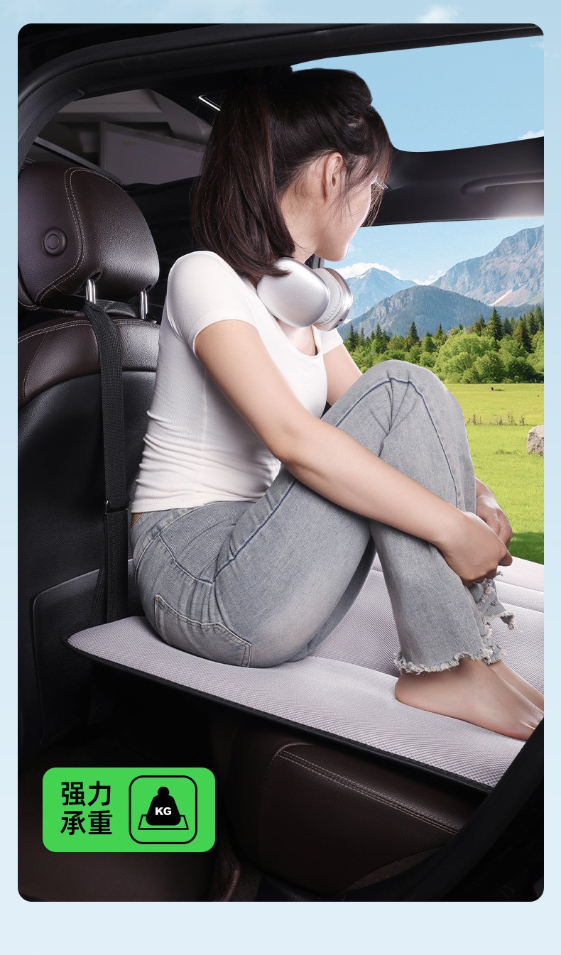 Car Rear Seat Single-Sided Ice Silk Sleeping Mat, Foldable Car Mat, Universal for Sedans, No Inflation Needed, Car Travel Bed