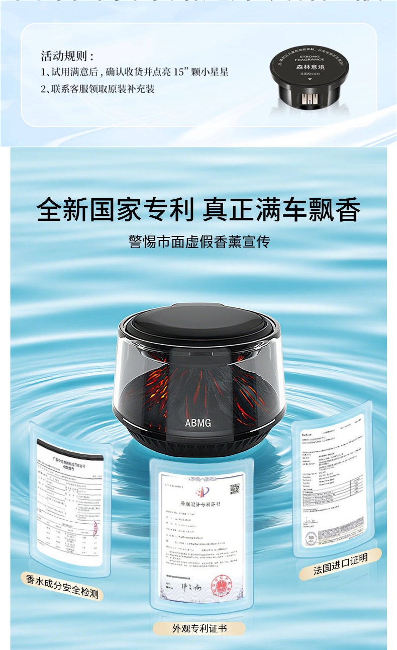 Abmg's First-Of-Its-Kind Volcano/Iceberg Cloud View Car Fragrance Diffuser, High-End Car Perfume, Car Decoration Accessory
